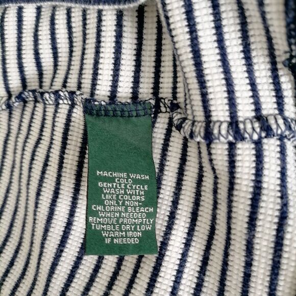 Lauren Ralph Lauren Womens Blue White Striped Eyelets Placket Blouse Top Sz XL - Picture 6 of 7